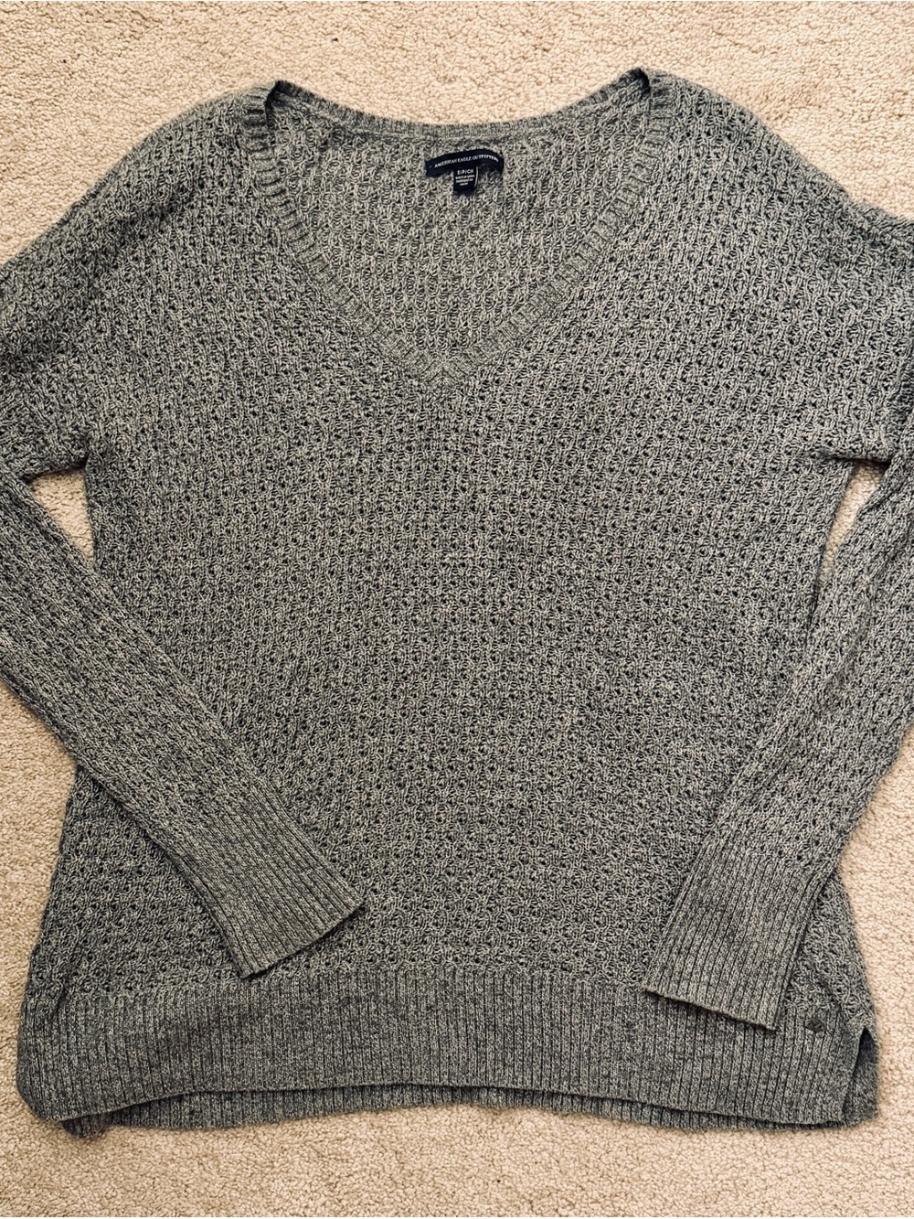 American Eagle Outfitters Heather Gray Textured Knit Sweater
